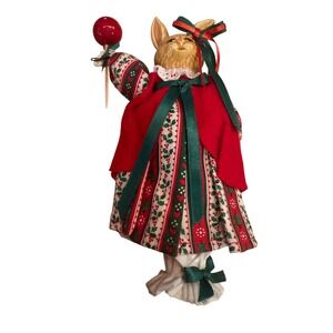 Just Ducky‎ 1983 Vintage Bunny Rabbit Figurine Red Green Holly Dress Candy Apple